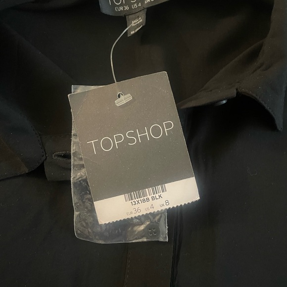 NWT Topshop Black Shirt with Dolman Sleeves Size 4 - Picture 4 of 7